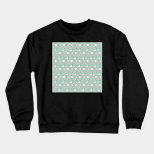 Pink rosettes on mint background – seamless pattern Crewneck Sweatshirt